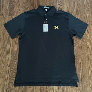 Men’s Medium Peter Millar Michigan Wolverines Black Golf Polo NWT